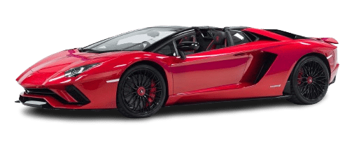 You can hire a red convertible sports car with a sleek design, black wheels, and a black interior.