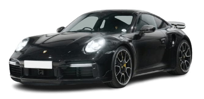 A black sports car with a modern design, sleek body, and large alloy wheels is available for hire.